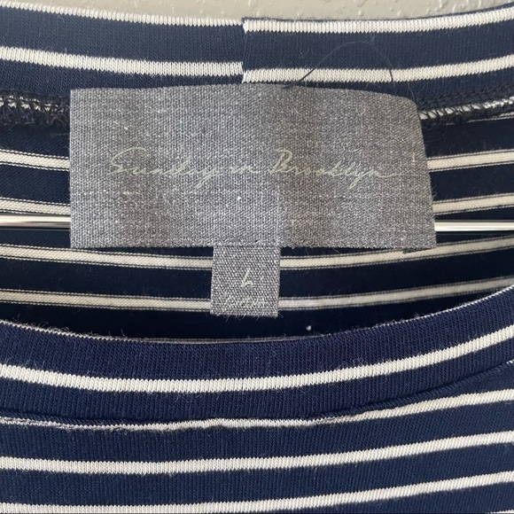 Anthropologie Sunday in Brooklyn Navy Striped 3/4 Sleeve Top - Picture 5 of 9